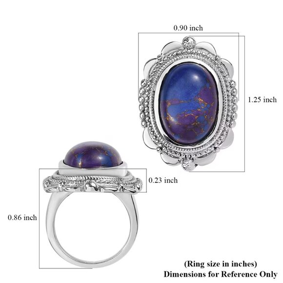 Women's Mojave Purple Turquoise Floral Ring in Stainless Steel Size 8 - Picture 4 of 4